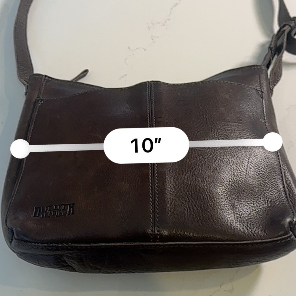 Duluth Trading Co Brown Pebbled Leather Crossbody Bag Adjustable Strap Zip Top - Picture 6 of 10